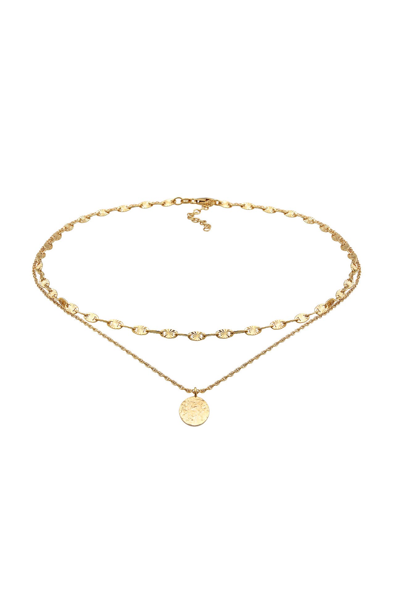 ELLI Kette Choker Layer Vintage Plättchen Anhänger 925 Silber Gold, Bild 1