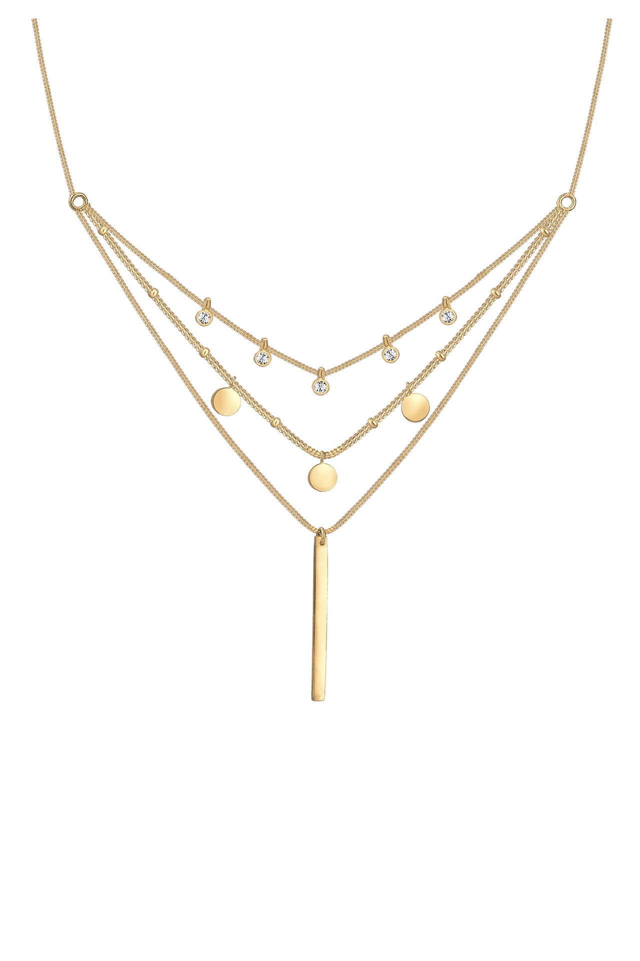 ELLI Kette Layer Weiß 925 Sterling Silber, mit Kristallen von Swarovski® Gold, Bild 1