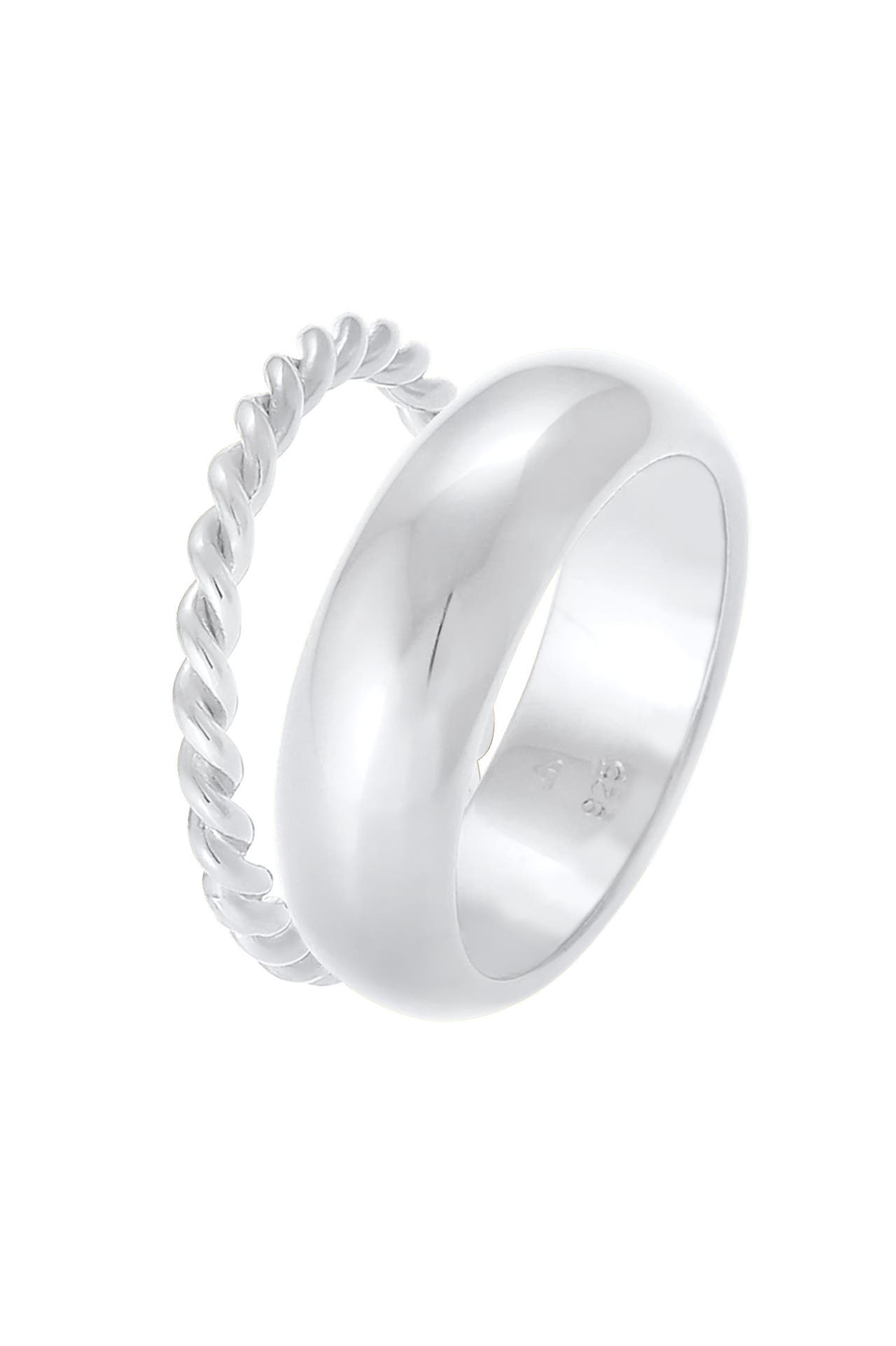 ELLI PREMIUM Ring Bandring Twisted Gedreht 2er Set Basic 925 Silber Silber, Bild 1