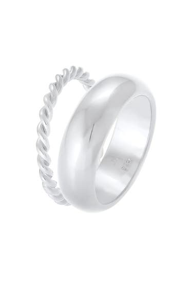 ELLI PREMIUM Ring Bandring Twisted Gedreht 2er Set Basic 925 Silber Silber