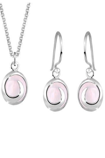 ELLI Schmuckset Quarz Rose 925 Sterling Silber Rosa