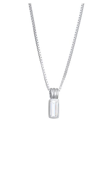 KUZZOI Kette Topas Rechteck Weiß 925 Sterling Silber Silber
