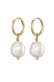 Ohrringe Creolen mit Muschelkernperlen weiß 925 Sterling Silber vergoldet Gold