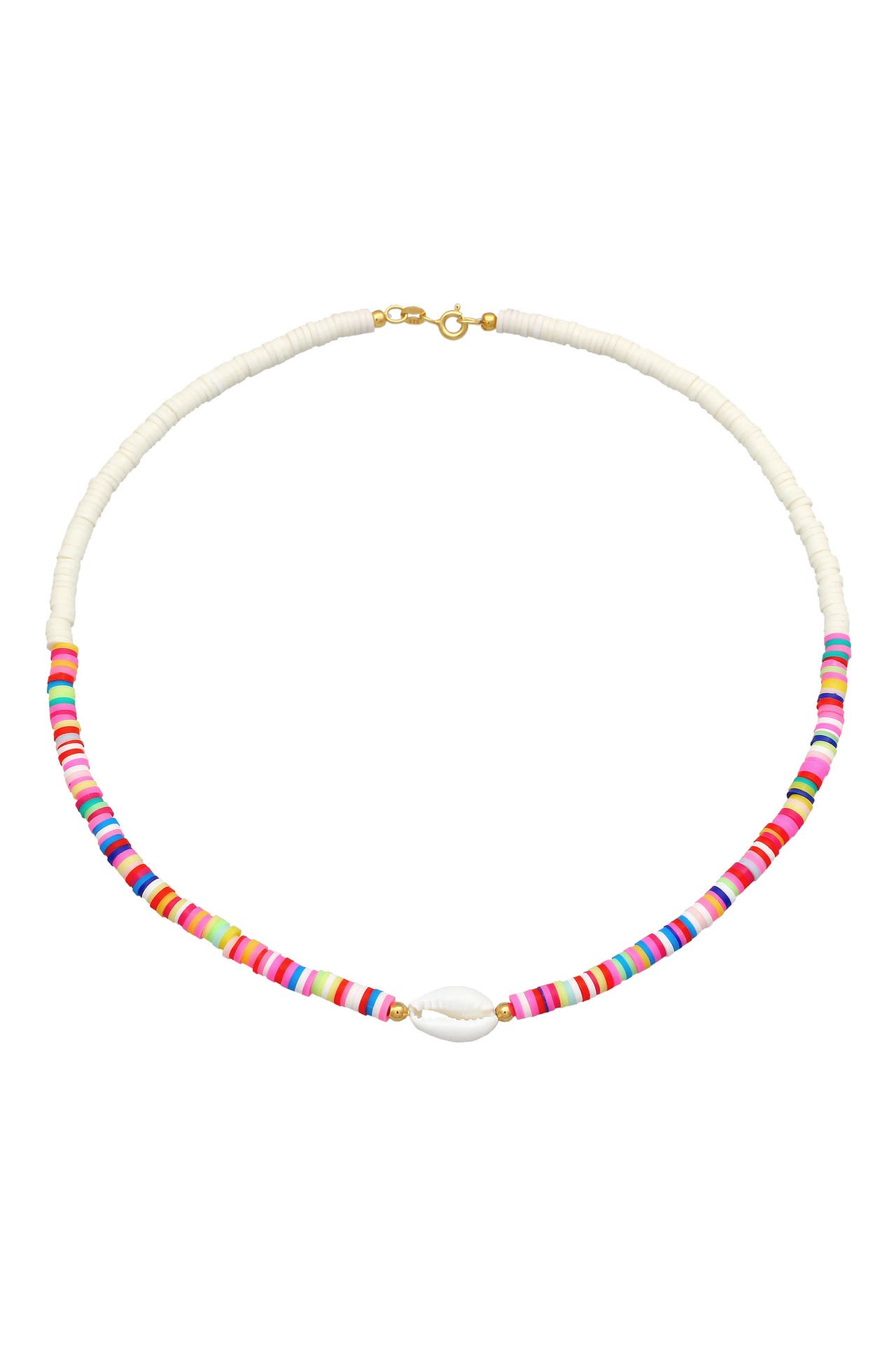 ELLI Kette Heishi Perlen Bunt Kauri Muschel 925 Silber Gold, Bild 1