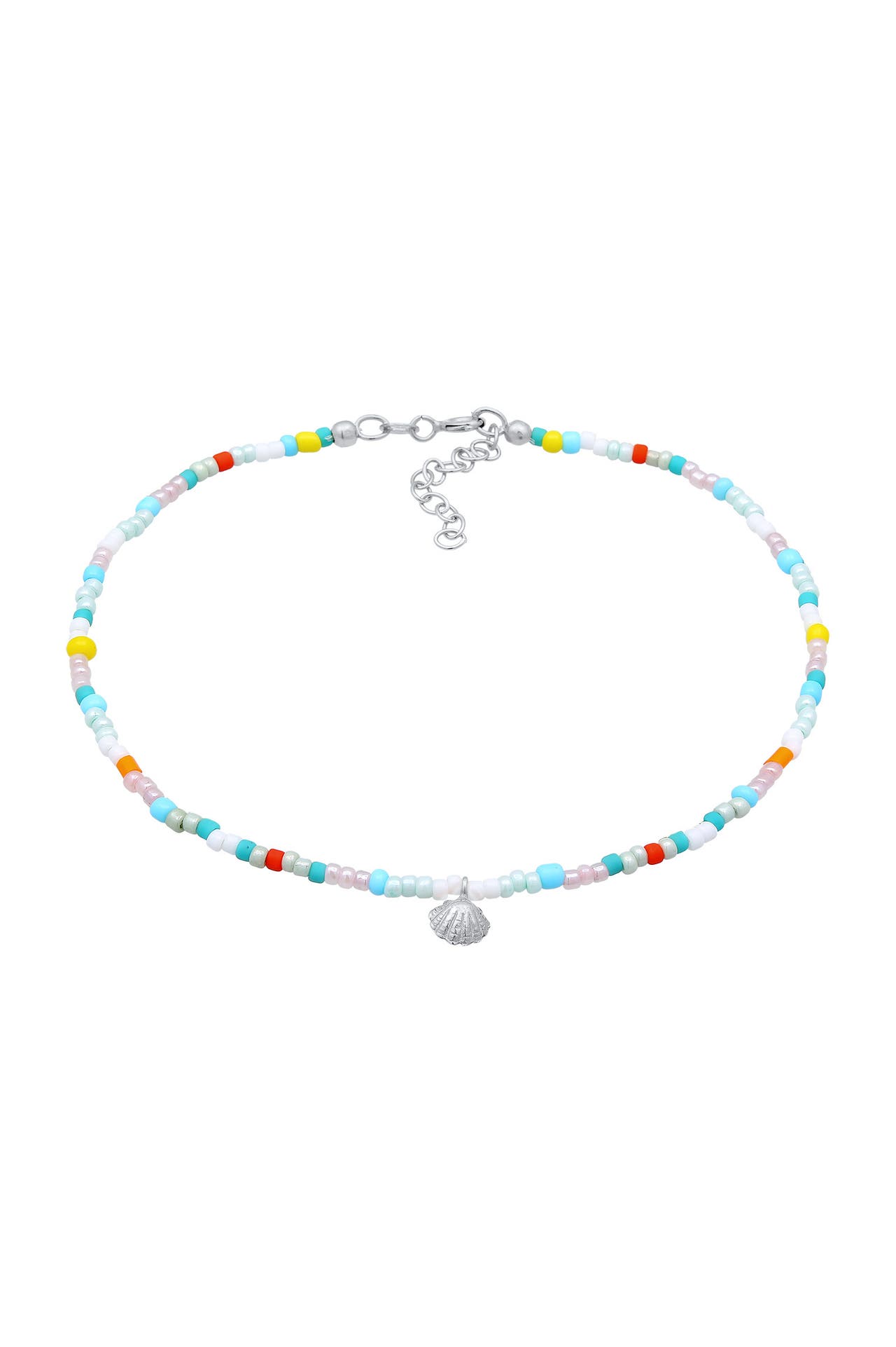 ELLI Fusskettchen Muschel Glas Kugeln Bunt Sommer Beach 925 Silber Silber, Bild 1