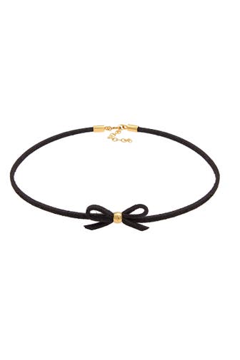 ELLI Kette Elli Halskette Kropfband Choker Leder Schleife Tracht 925 Silber Gold