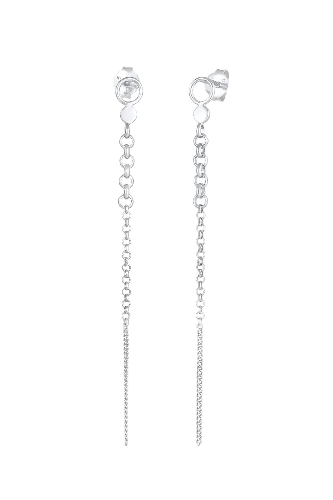 ELLI Ohrringe Stecker Erbskette Plättchen Rund Trend 925 Silber Silber, Bild 1