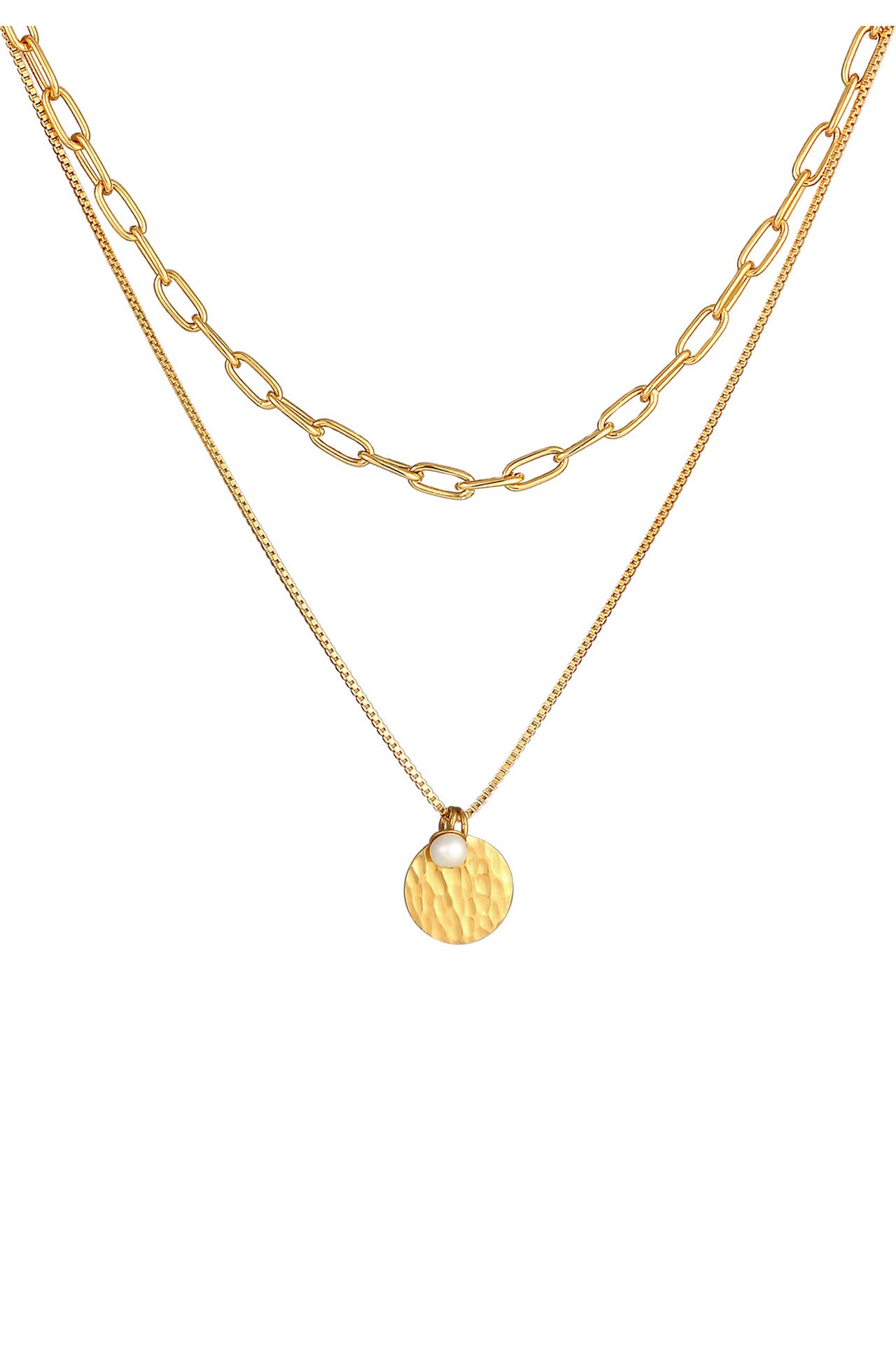ELLI PREMIUM Kette Layer Plättchen Layer Figaro 2-lagig 925 Silber Gold, Bild 1