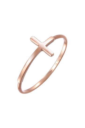 ELLI PREMIUM Ring Kreuz 750 Rosegold Rosegold