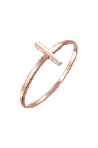 ELLI PREMIUM Ring Kreuz 750 Rosegold