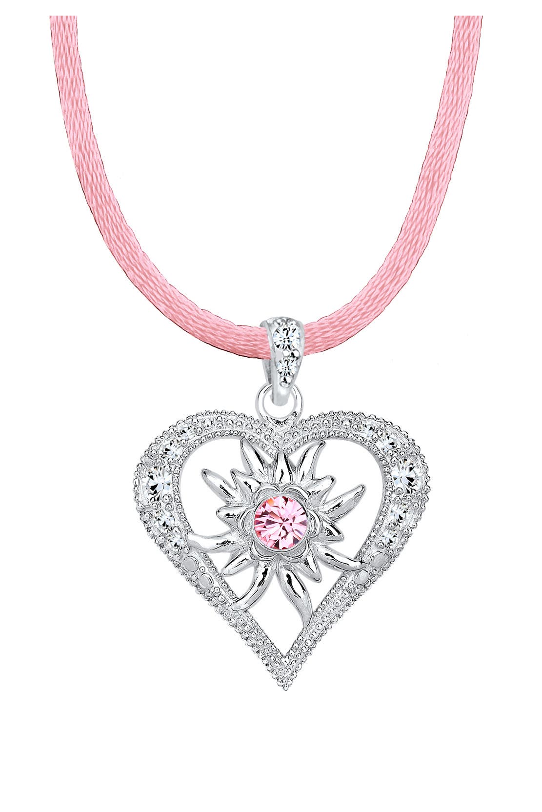 ELLI Kette Herz Edelweiss Kristalle 925 Silber Rosa, Bild 1