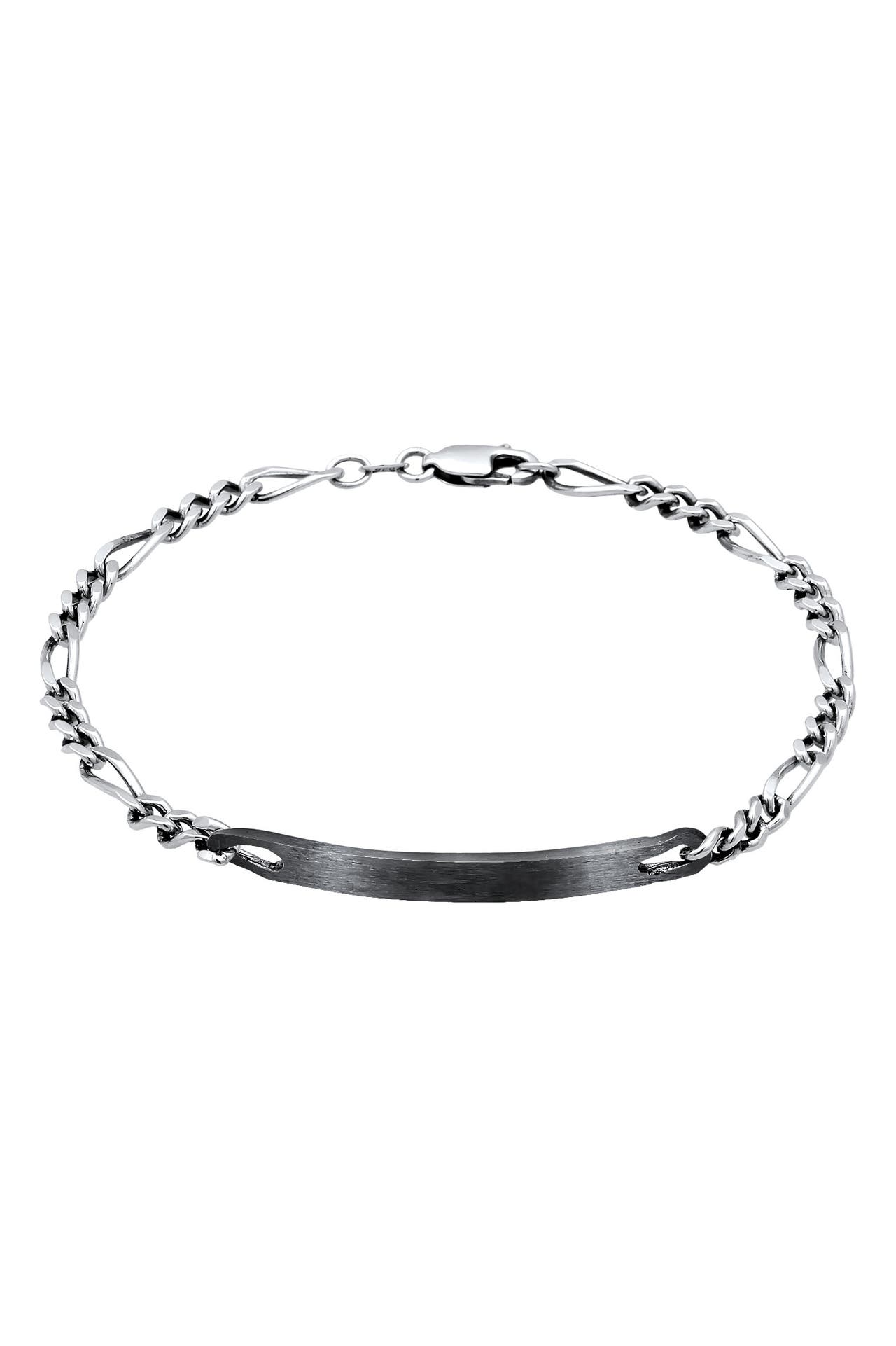 KUZZOI Armband Herren ID Platte Figaro Klassisch 925 Silber Schwarz, Bild 1