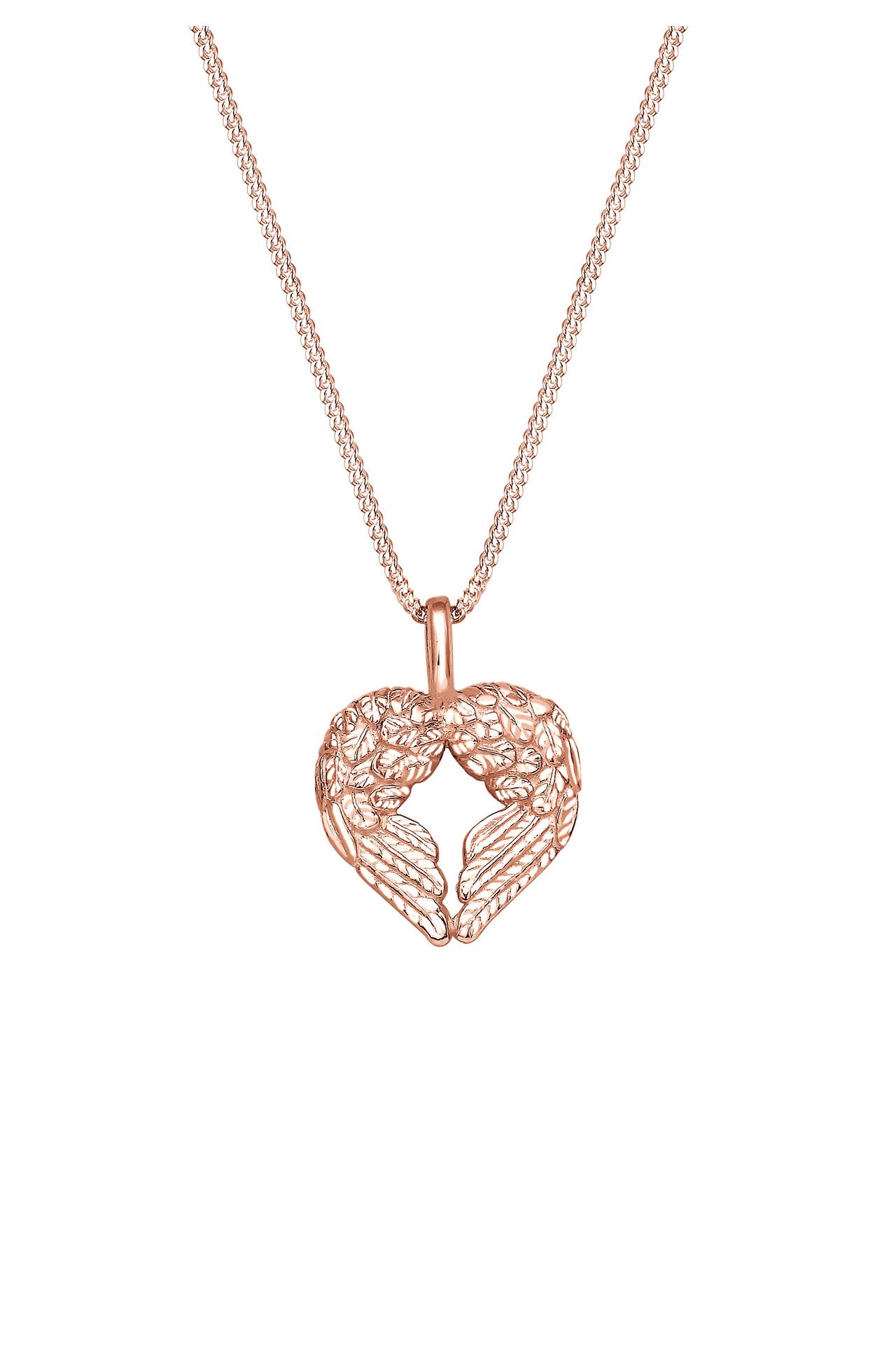 ELLI Kette Panzerkette Herz Flügel Anhänger 925er Silber Rosegold, Bild 1