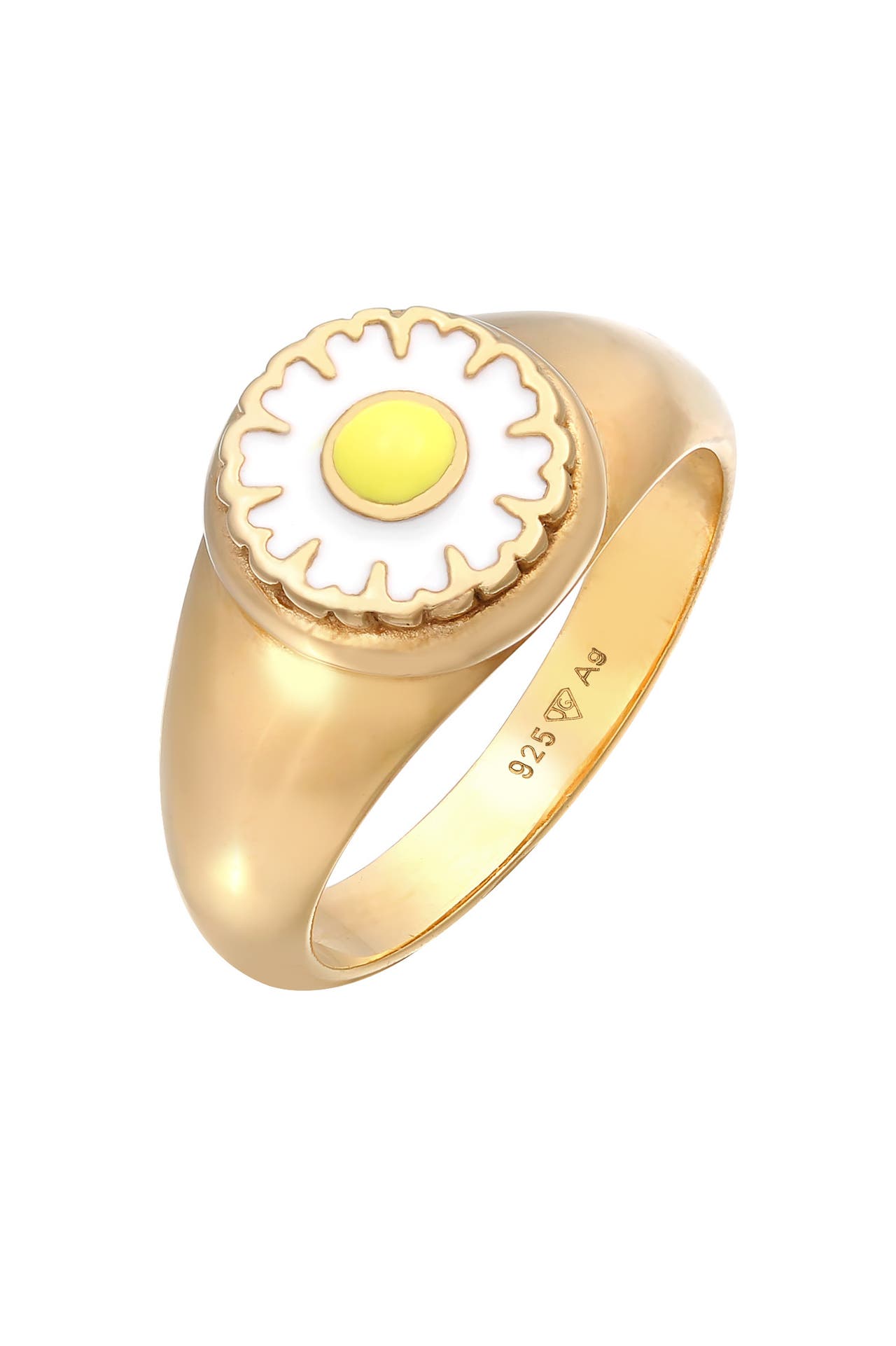 ELLI Ring Siegelring Gänseblümchen 925 Silber Gold, Bild 1