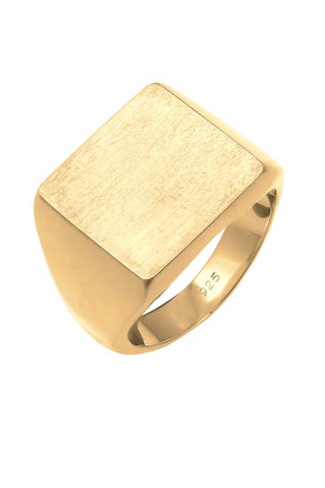 ELLI Ring Siegelring Quadrat 925 Sterling Silber Gold