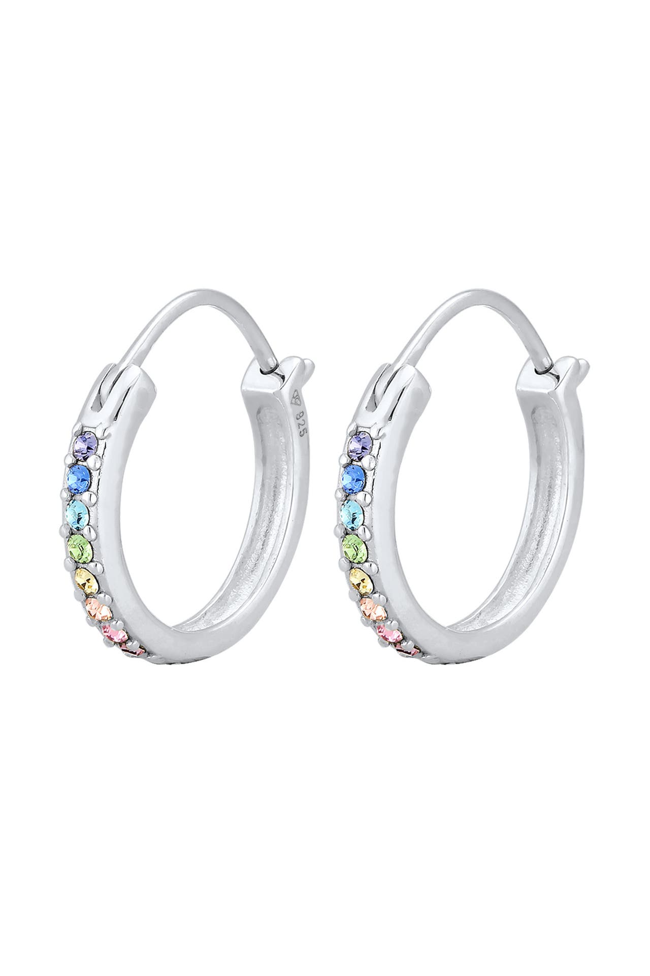 ELLI Ohrringe Creole Regenbogen 925 Sterling Silber, mit Kristallen von Swarovski® Silber, Bild 1