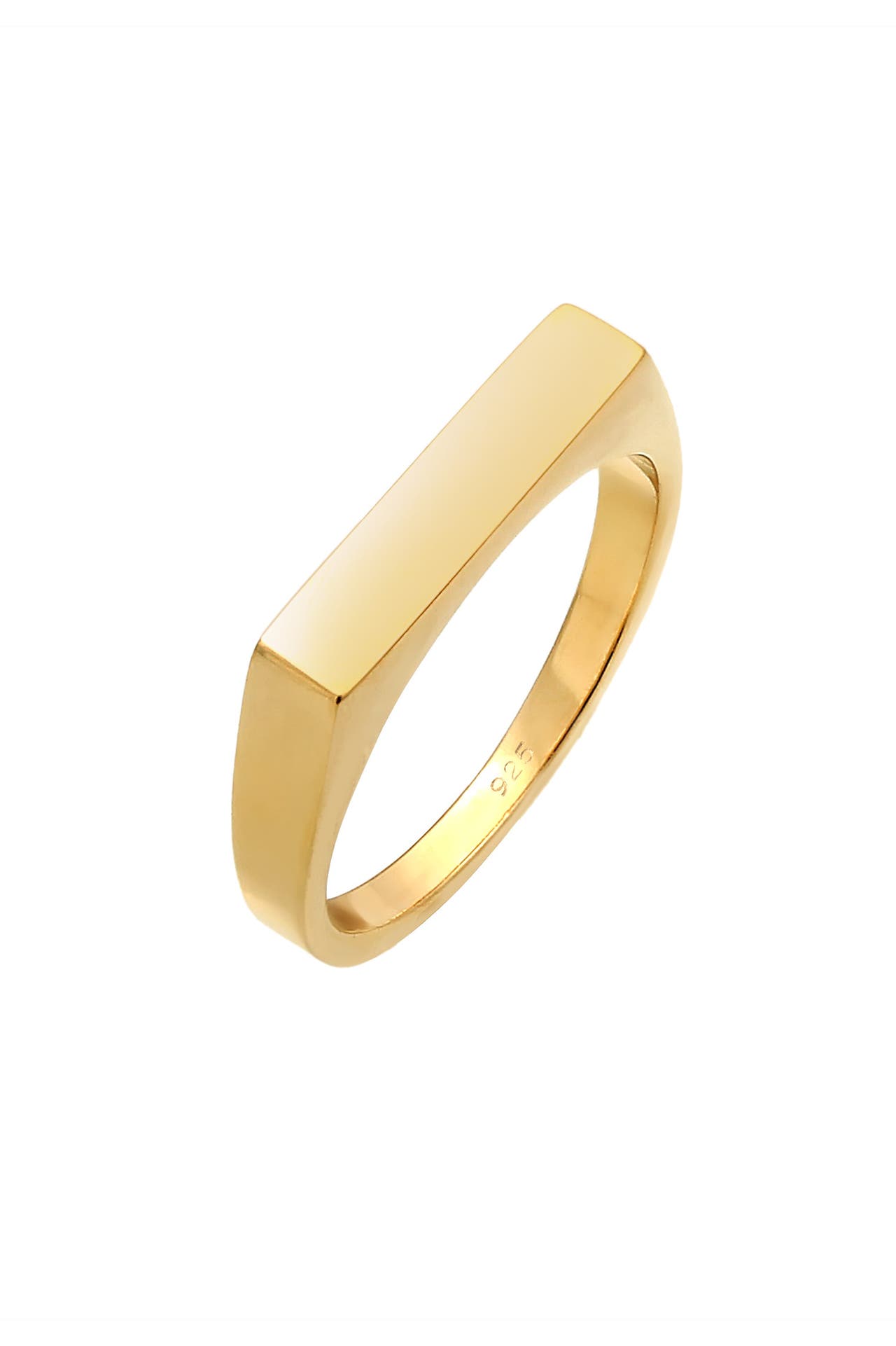 ELLI Ring Siegelring Rechteck Pinky Ring 925 Silber Gold, Bild 1