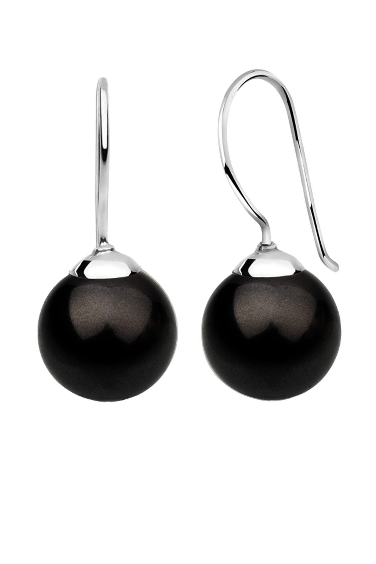 NENALINA Ohrringe Hänger Basic Synthetische Perle 925 Silber Schwarz, Bild 1