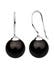 Ohrringe Hänger Basic Synthetische Perle 925 Silber Schwarz