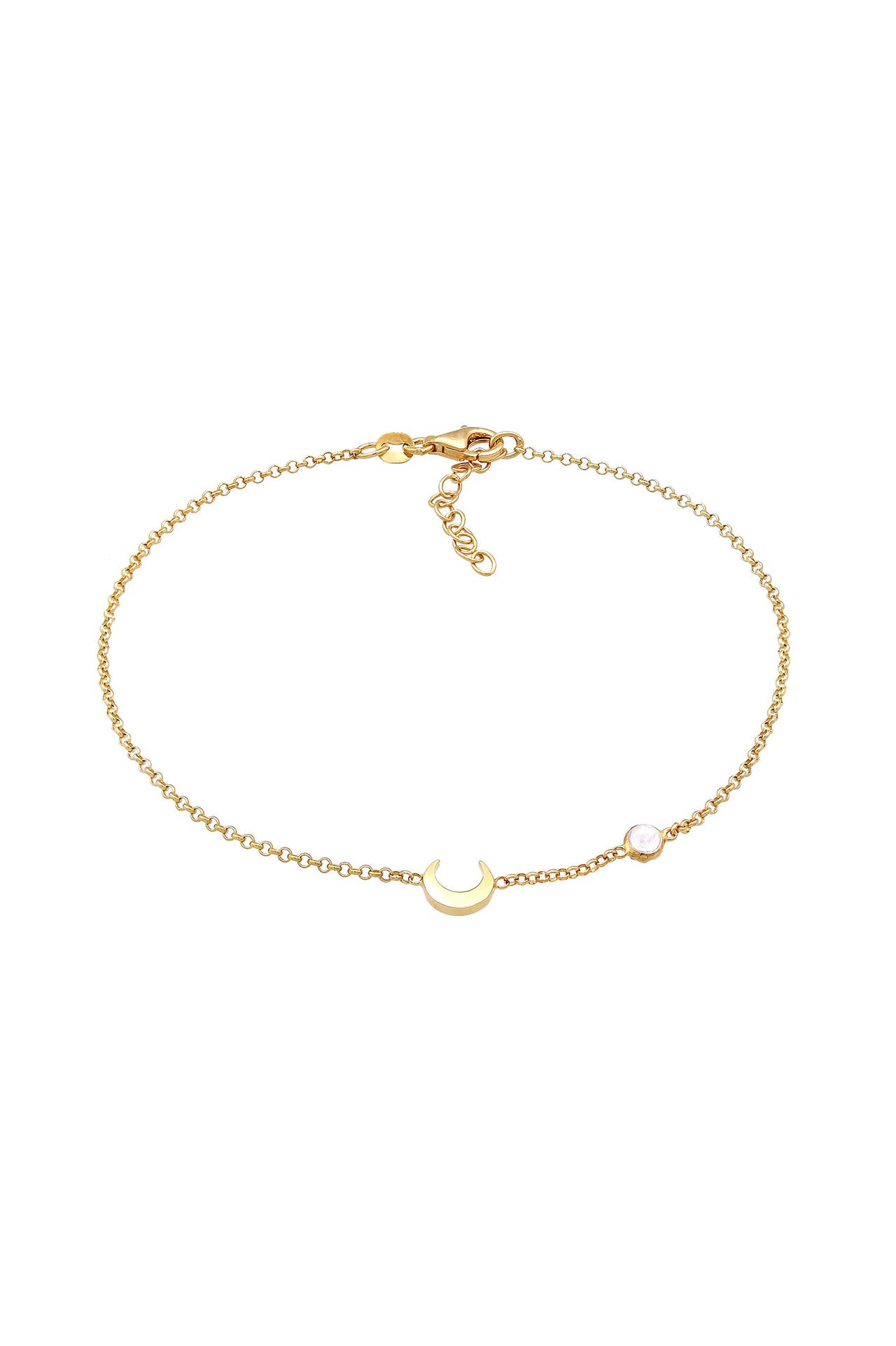 ELLI Fusskettchen Halbmond Astro Mondstein 925 Silber Gold, Bild 1