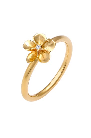 NENALINA Ring Frangipani Blüte Blume Zirkonia 925 Silber Gold