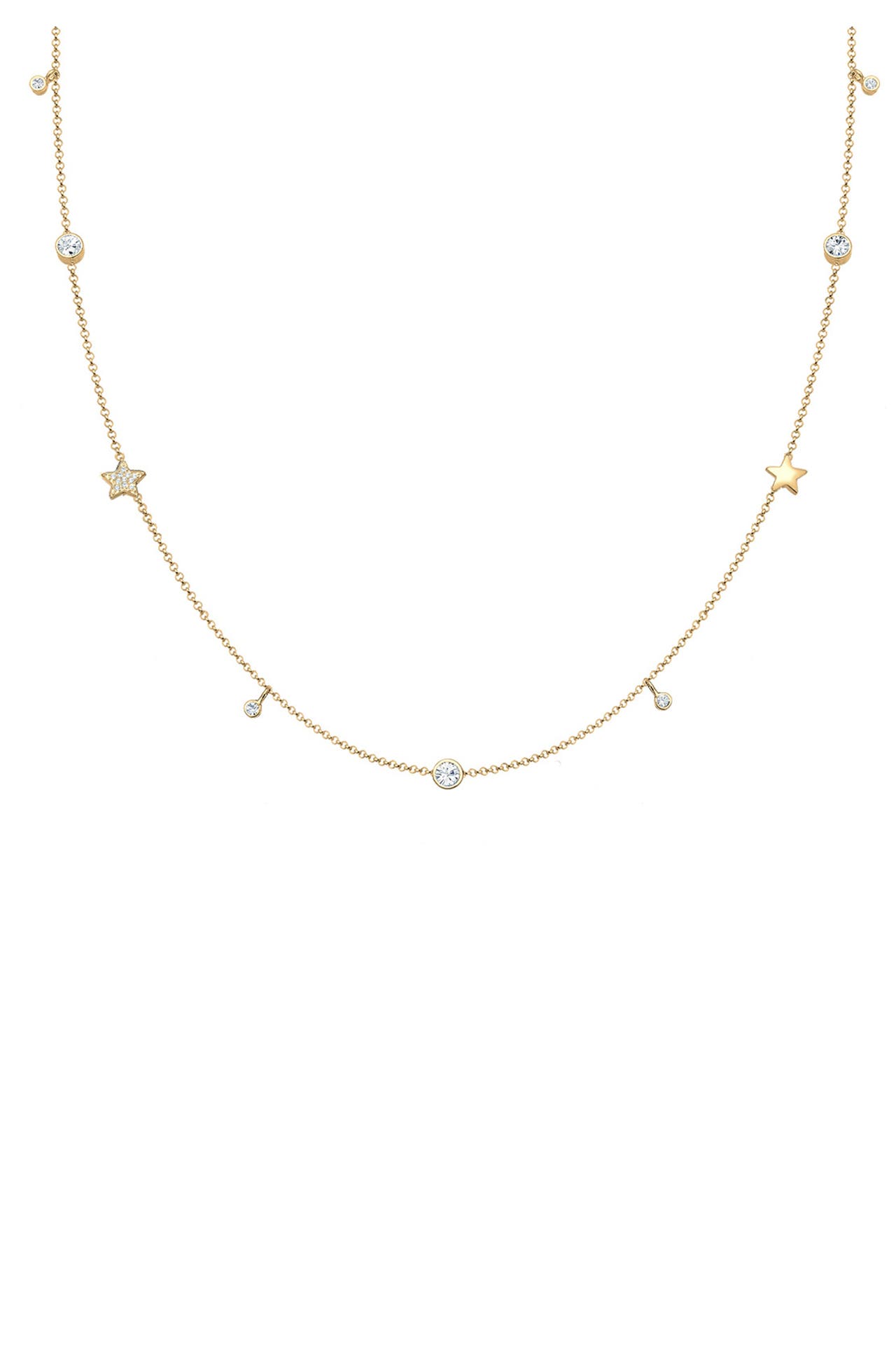 ELLI Kette Solitär Sterne Kristalle Gold, Bild 1