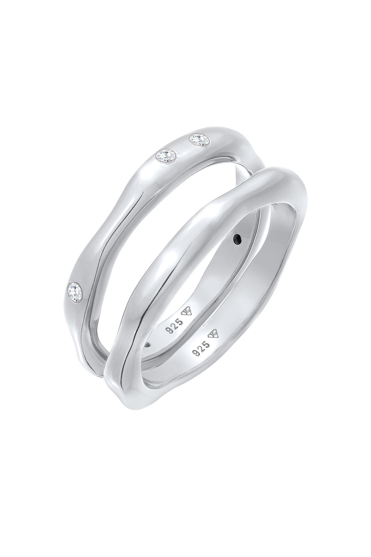 ELLI Ring Zirkonia Stapelring Bandring Basic 2er Set 925 Ring Silber, Bild 1