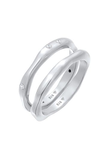 ELLI Ring Zirkonia Stapelring Bandring Basic 2er Set 925 Ring Silber