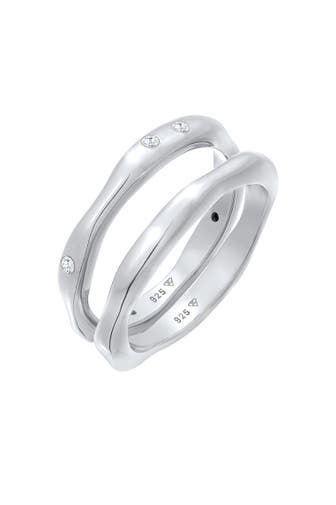 ELLI Ring Zirkonia Stapelring Bandring Basic 2er Set 925 Ring Silber