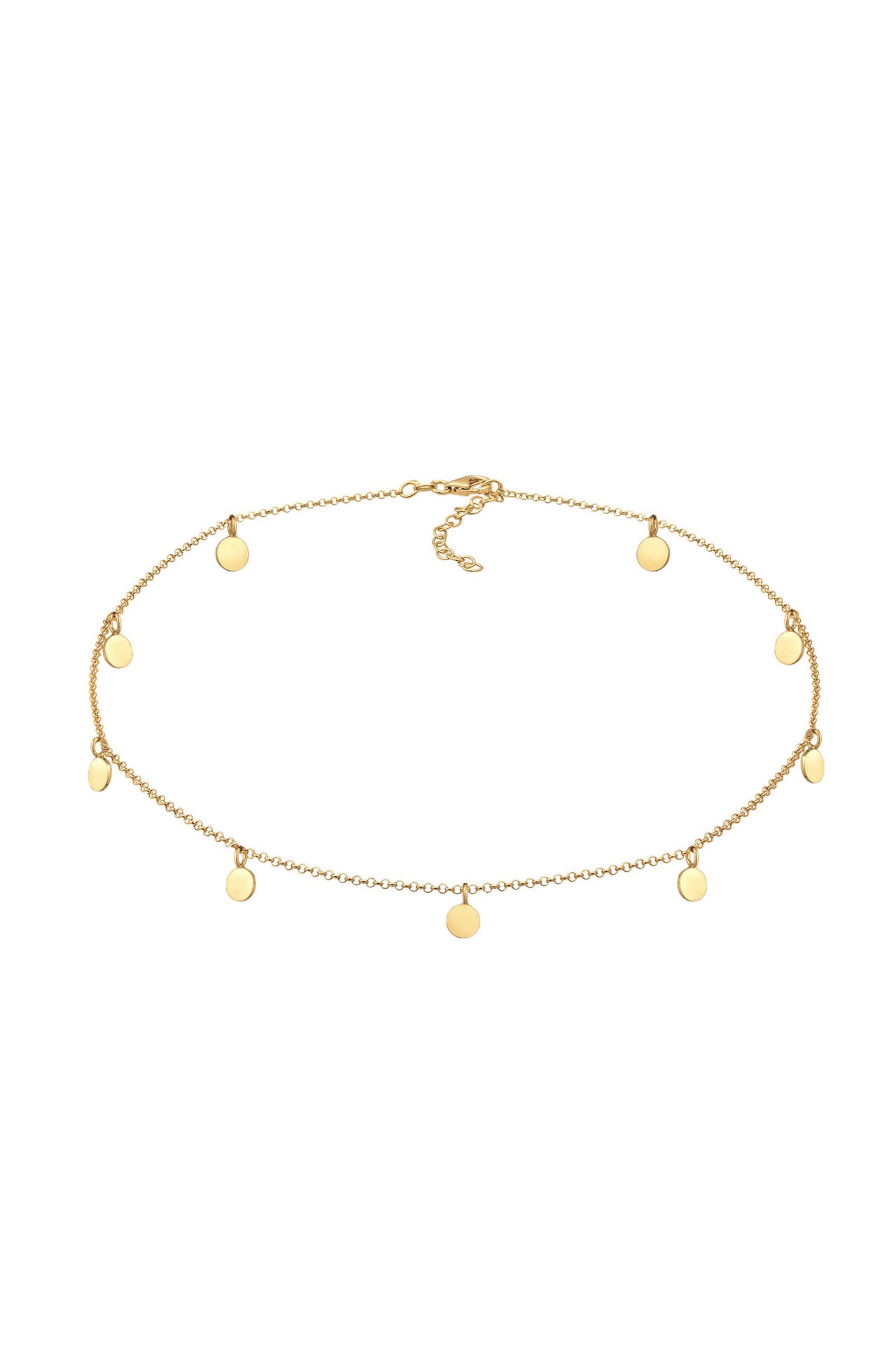 ELLI Kette Choker Plättchen Coin Poliert 925 Silber Gold, Bild 1