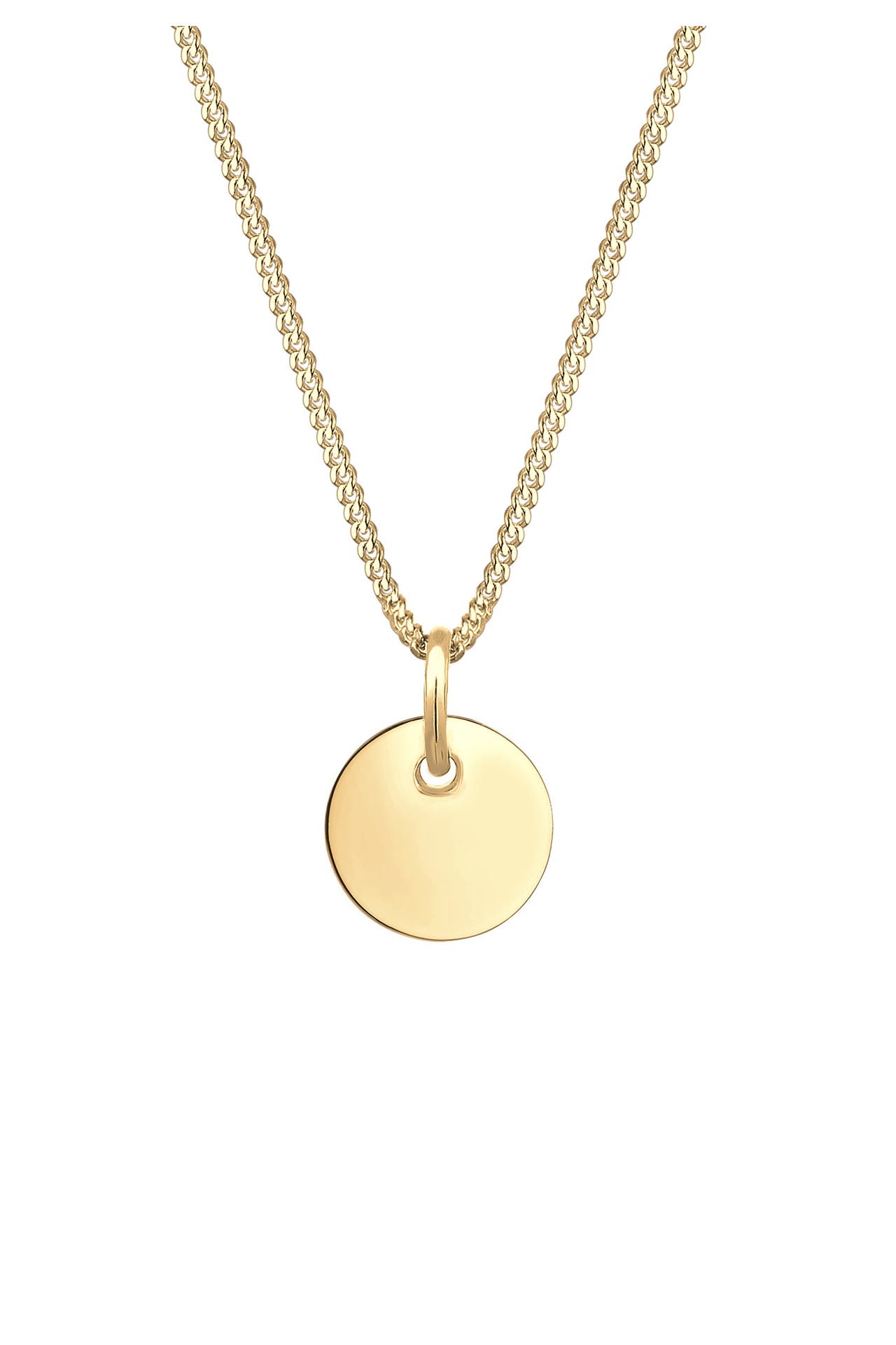 ELLI Kette Panzerkette mit Kreis Rund Plättchen 925 Silber Gold, Bild 1