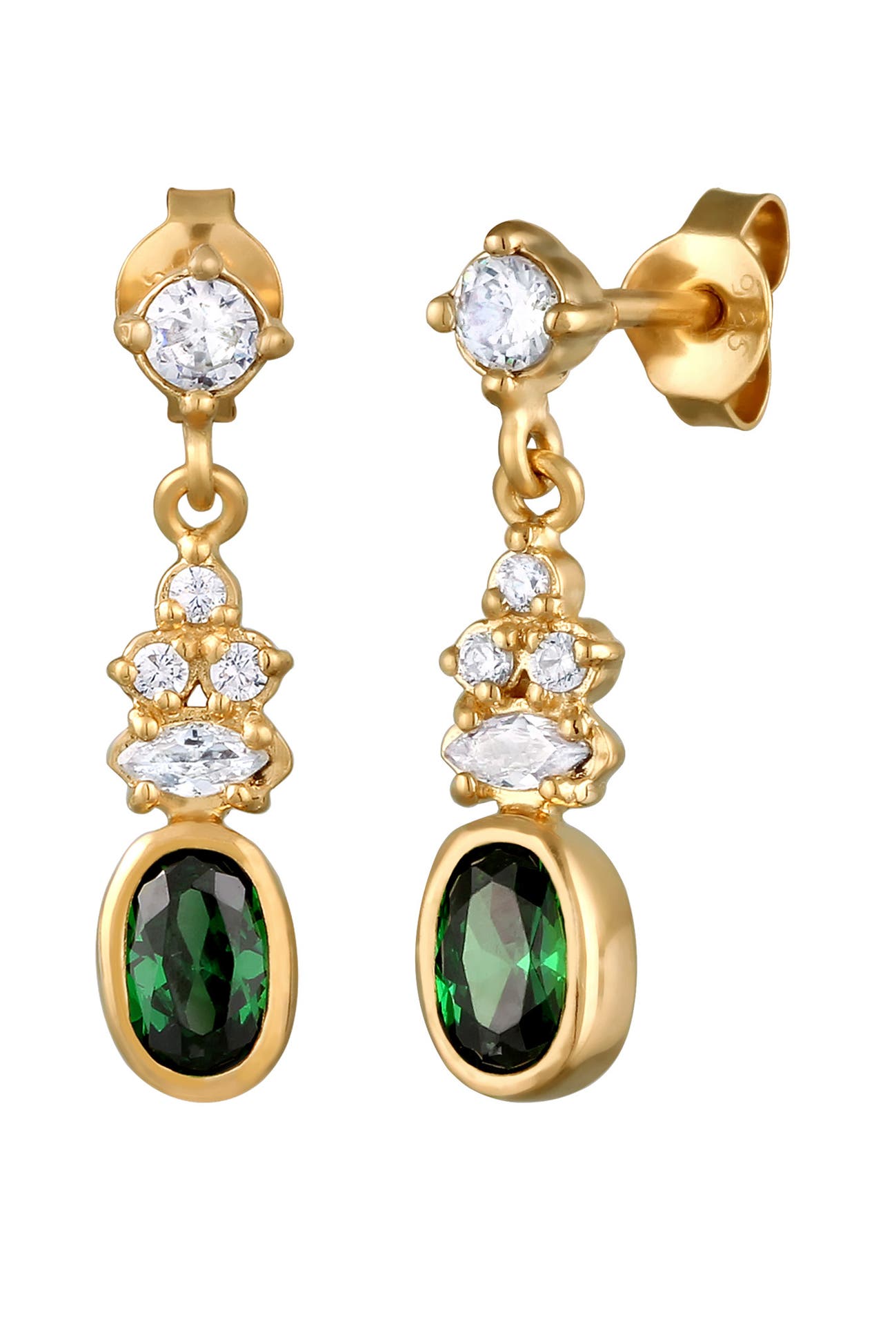 ELLI Ohrringe Ohrstecker Zirkonia Grün Weiß 925 Sterling Silber vergoldet Gold, Bild 1