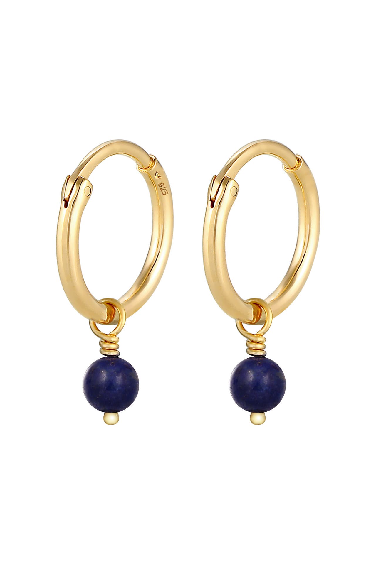 ELLI Ohrringe Creolen Lapis Lazuli Kugel Rund 925 Silber Gold, Bild 1