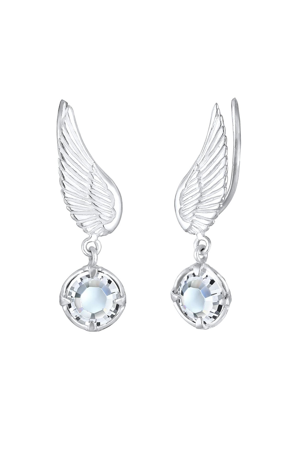 ELLI Ohrringe Earclimber Flügel Glas Kristalle Weiß 925 Sterling Silber Silber, Bild 1