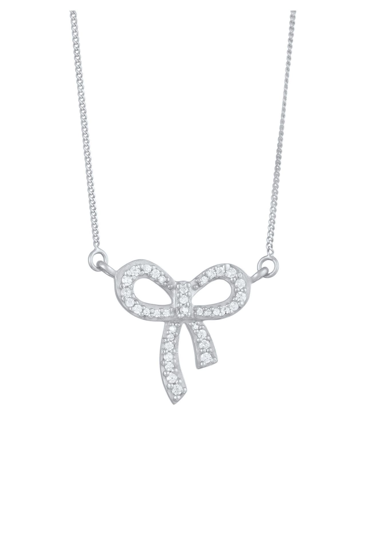 ELLI Kette Schleife Zirkonia Weiß 925 Sterling Silber Silber, Bild 1