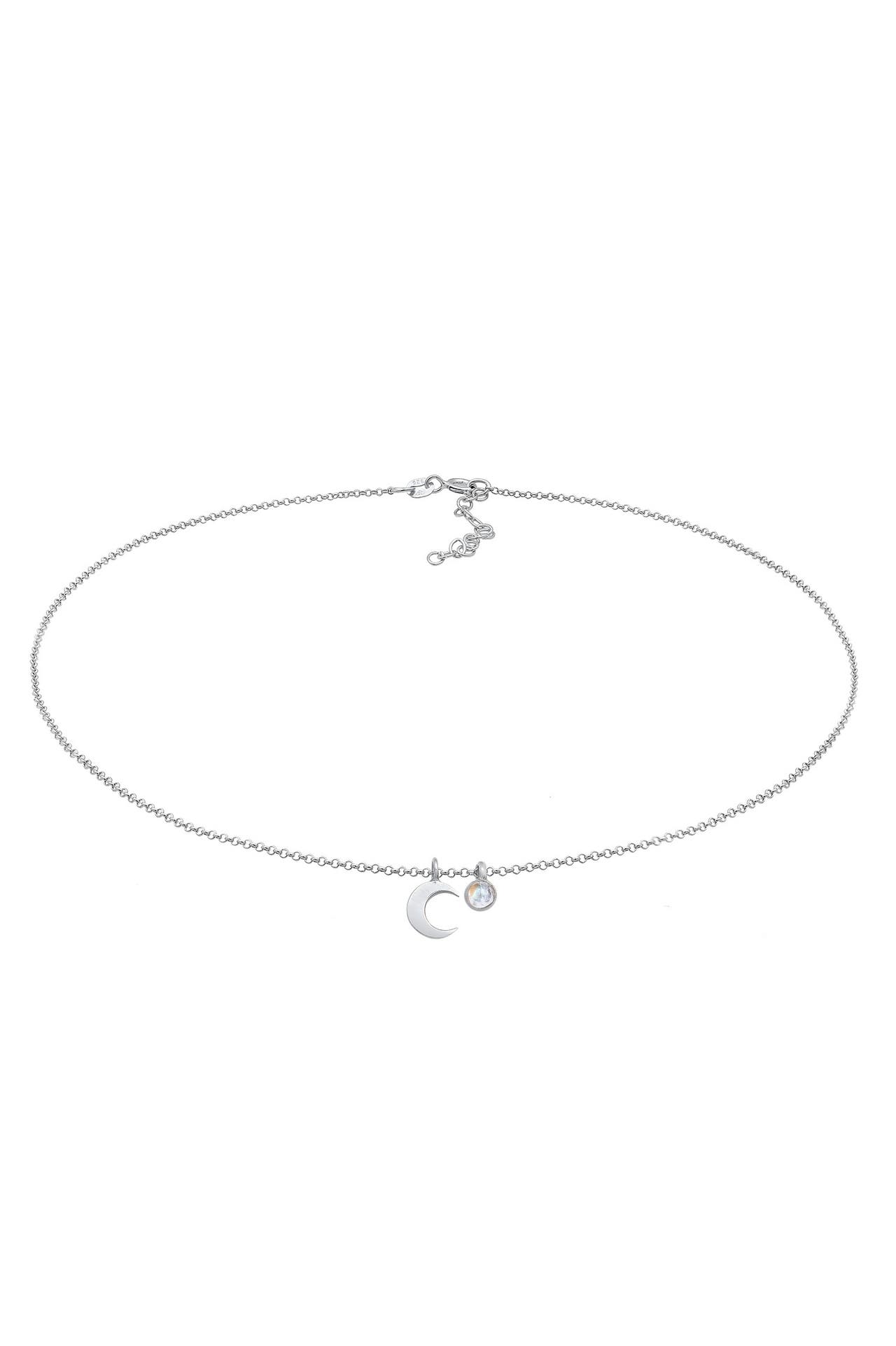 ELLI Kette Choker Halbmond Astro Mondstein 925 Silber Silber, Bild 1