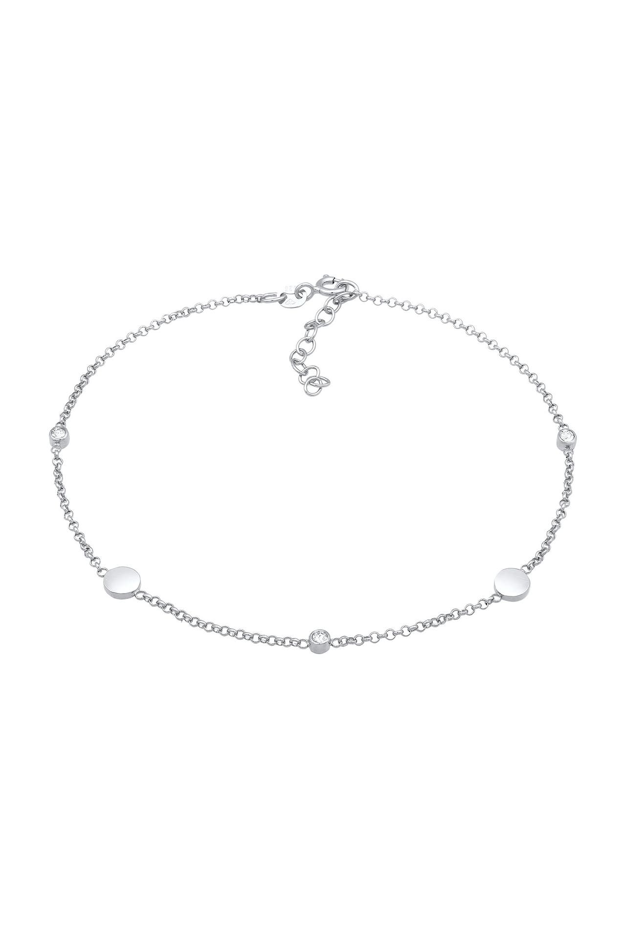 ELLI Fusskettchen Plättchen Basic 925 Silber, mit Kristallen von Swarovski® Silber, Bild 1