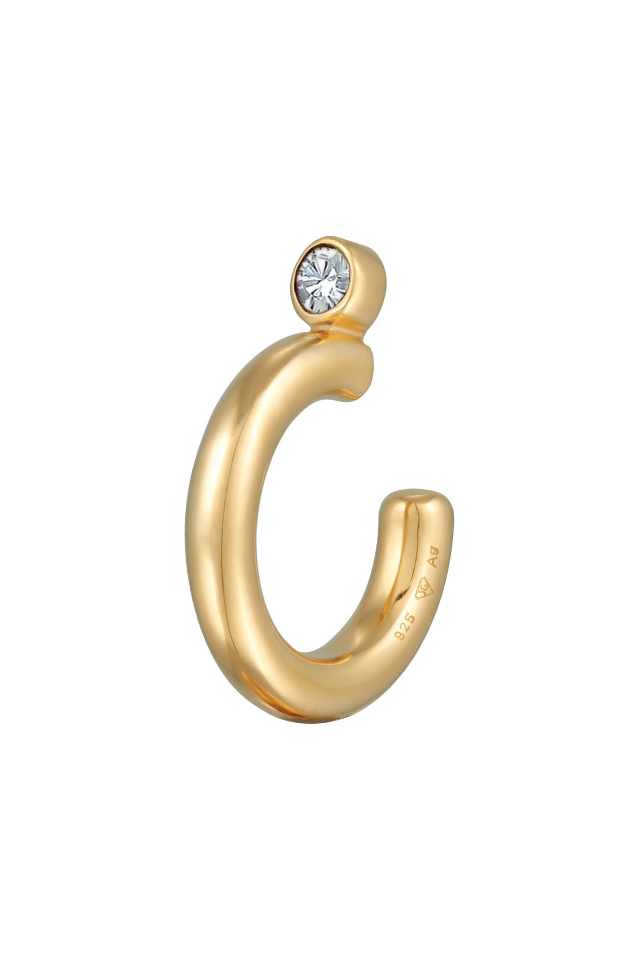ELLI Ohrringe Earcuff Rundes Design 925 Silber vergoldet, mit Kristallen von Swarovski® Gold, Bild 1