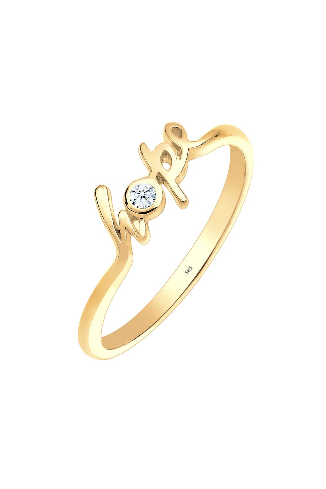 ELLI DIAMONDS Ring Hope-Schriftzug Diamant 0.03 ct. 585 Gelbgold Weiß, Bild 1
