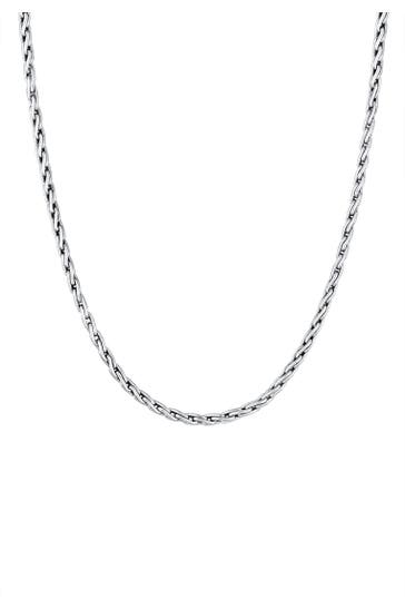 KUZZOI Kette Männer Zopfkette Oxidiert Massiv 925 Silber Silber