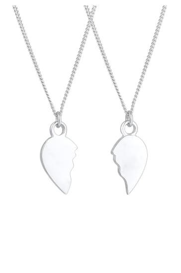 ELLI Kette Herz gebrochen Freundin Partner 2er Set 925 Silber Silber