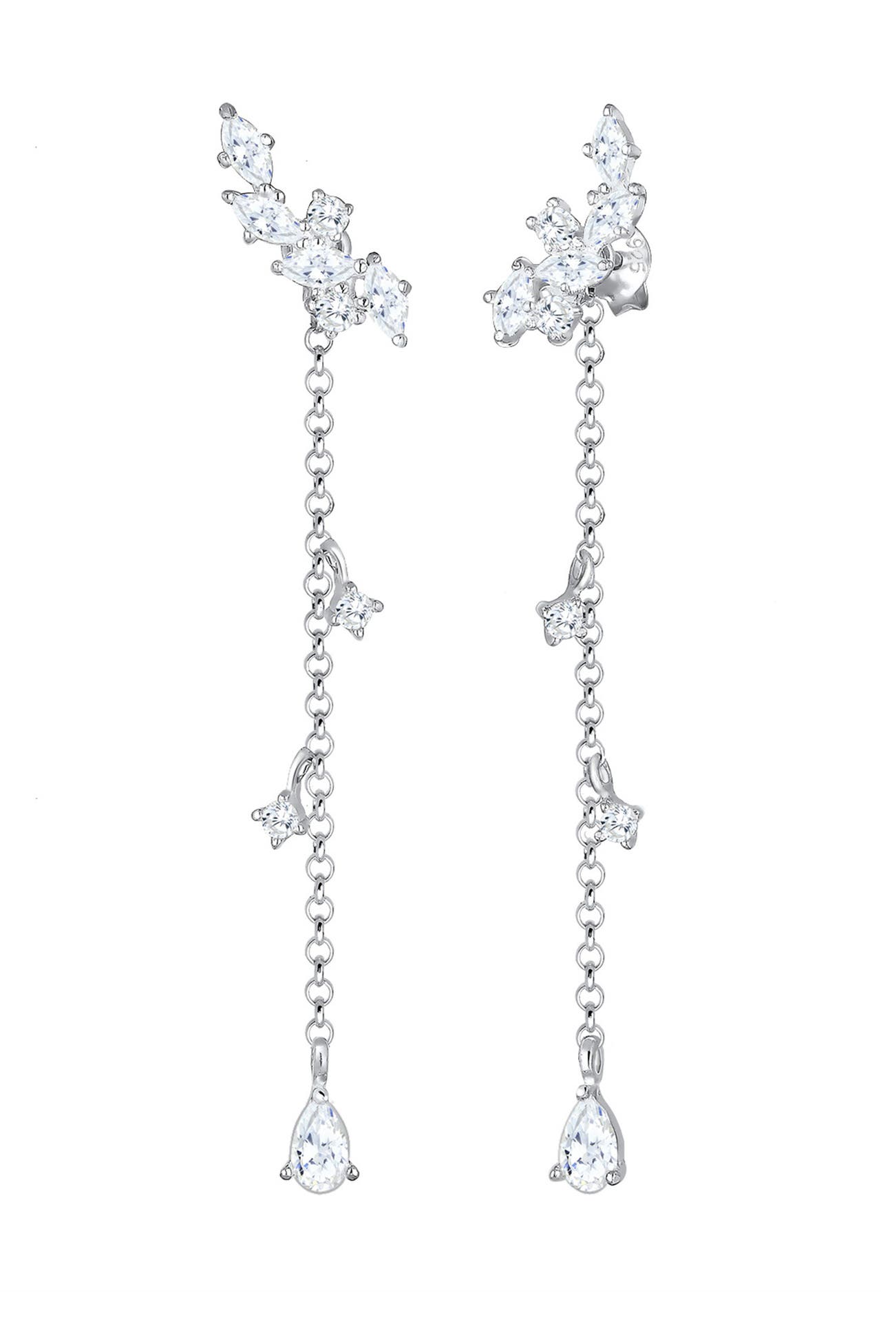 ELLI Ohrringe Ohrhänger lang mit Zirkonia Tropfen 925 Sterling Silber Silber, Bild 1