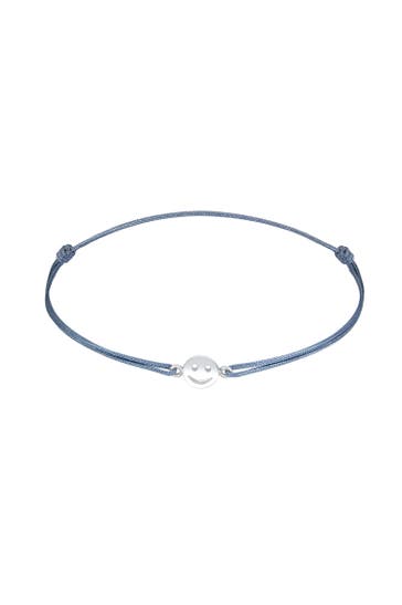 ELLI Armband mit Smile Face Textil 925 Silber vergoldet Hellblau
