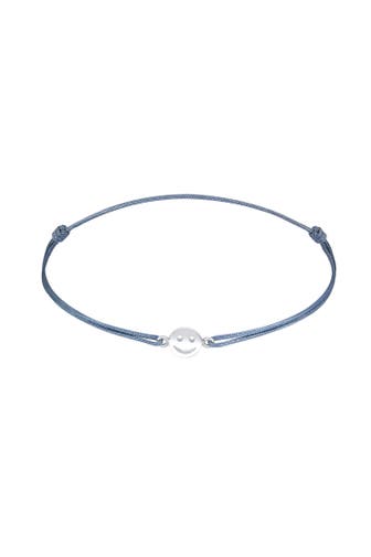 ELLI Armband mit Smile Face Textil 925 Silber vergoldet Hellblau
