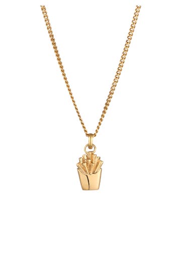 KUZZOI Kette Pommes Anhänger 925 Sterling Silber vergoldet Gold