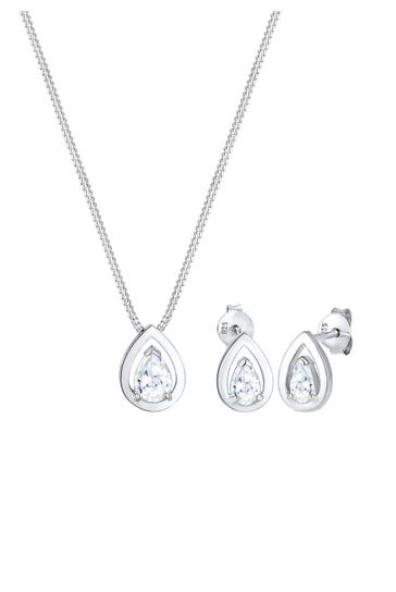 ELLI Schmuckset Set Tropfen Zirkonia Weiß 925 Sterling Silber Silber
