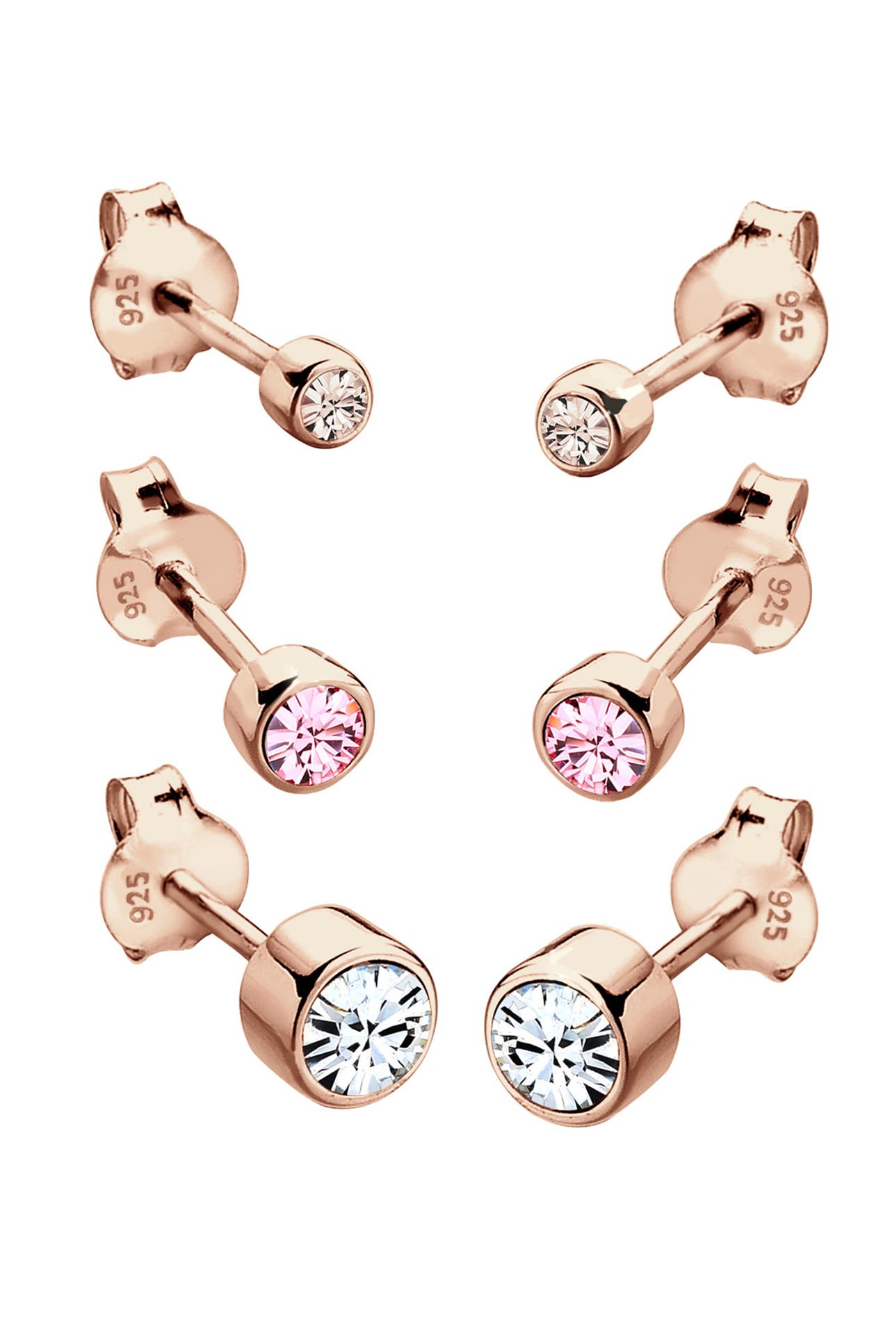 ELLI Ohrringe (Set, 6 tlg) rund 925 Silber, mit Kristallen von Swarovski® Rosegold, Bild 1