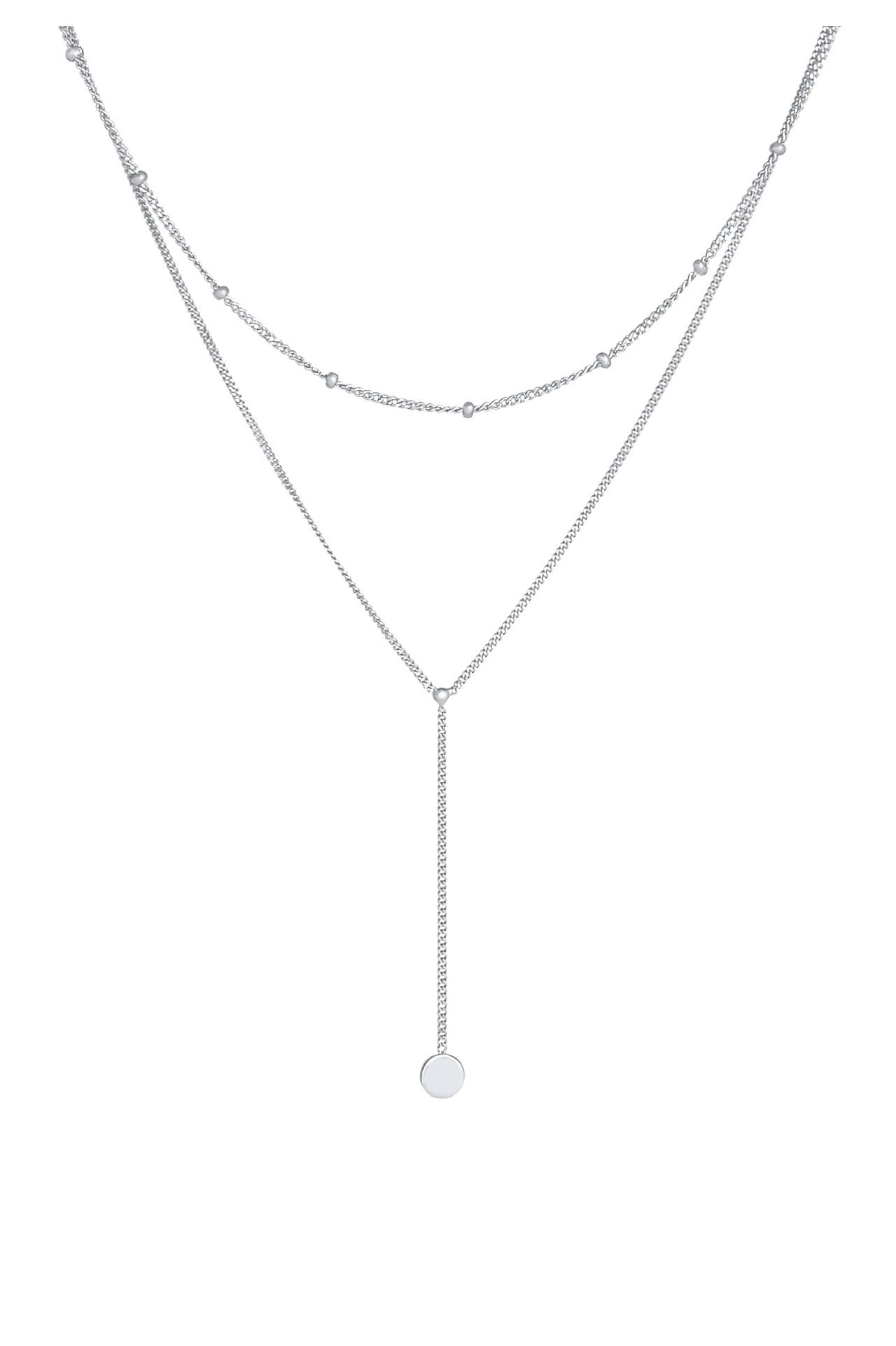 ELLI Kette Layer Y-Kette Kugelkette Plättchen 925 silber Silber, Bild 1