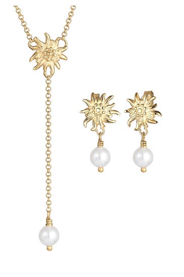 ELLI Schmuckset Edelweiss Perle Set 925 Silber