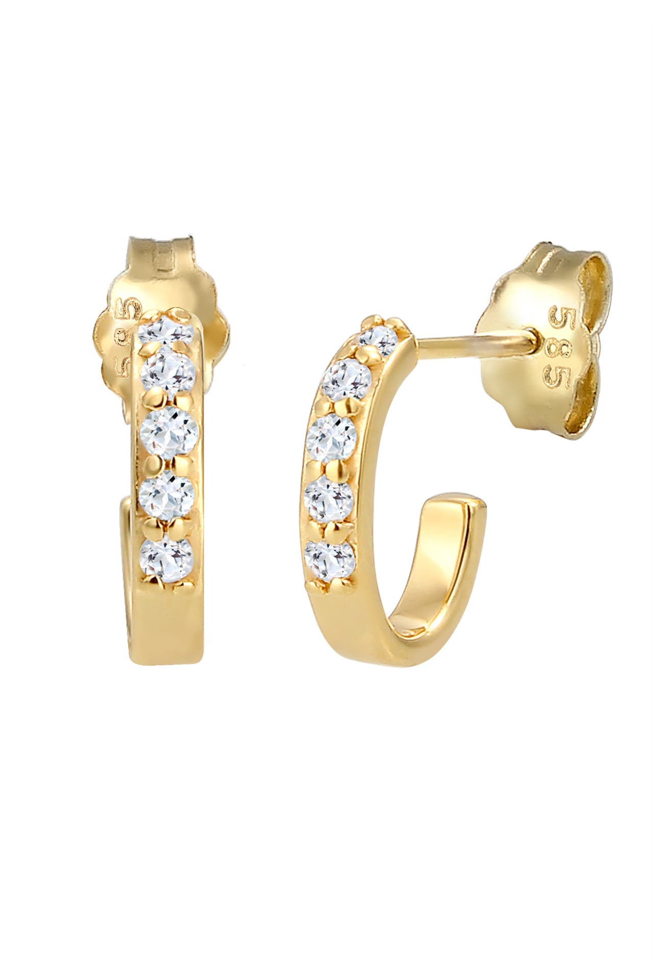 ELLI PREMIUM Ohrringe Creole Geo Topas Edelstein Klassisch 585 Gelbgold Gold, Bild 1